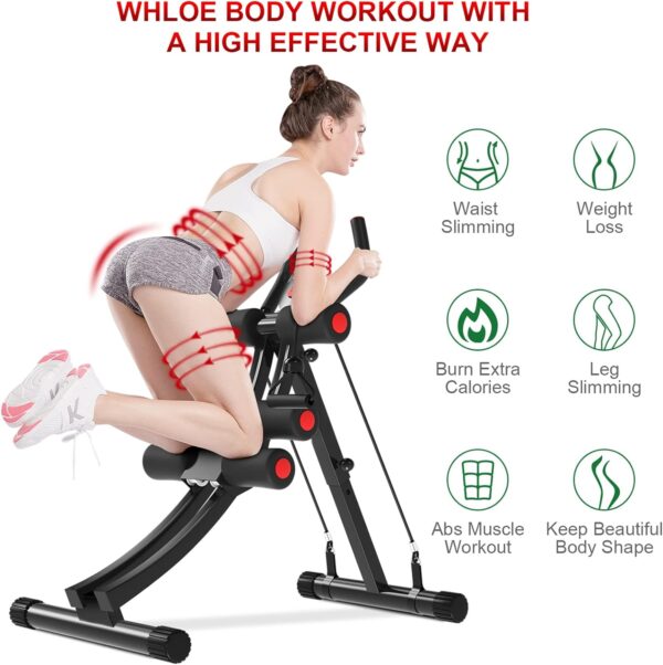 71-JEv8px4L._AC_SL1500_.jpg KESHWELL Ab Machine,Abs Workout Equipment for Home Gym,Whole Body Workout Waist Trainer for Women,Adjustable Abdominal Cruncher,Foldable Core Abs Exercise Machine with Resistance Bands&LCD Display