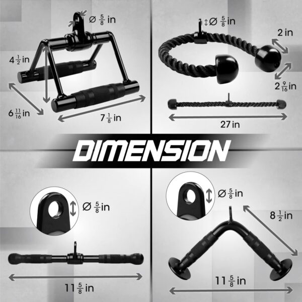 Yes4All Cable Machine Attachment, Tricep Straight Bar, V Bar, LAT Pulldown Attachments/Accessories Load 880lbs for Home Gym