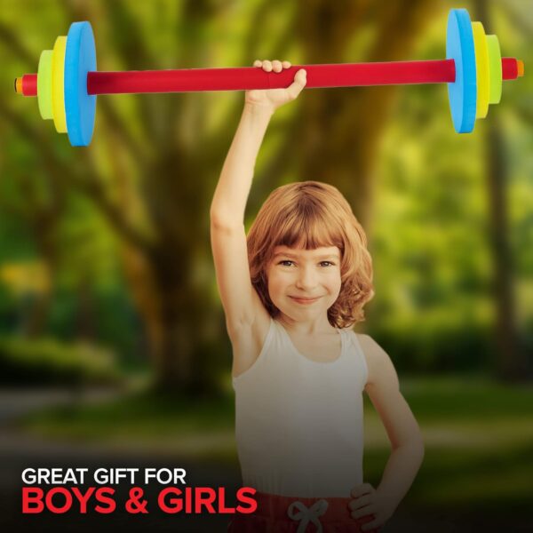 Modern Innovations Kids Barbell Weight Set, Toy Workout Equipment, Kid Weights for Exercise, Toddler Fun & Fitness (Colorful)…