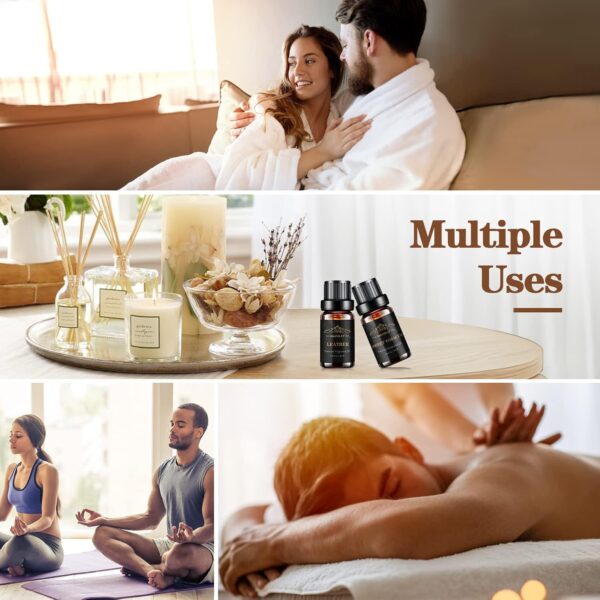 Essential Oils Set, Men Scents Fragrance Oil Aromatherapy Essential Oils Kit for Diffuser (6x10ML) - Sandalwood, Cedar, Leather, Sweet Tobacco, Rum, Cologne Aromatherapy Oils for Men, Gift for Men