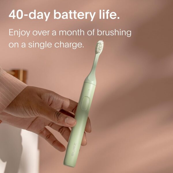 SURI Electric Toothbrush—Sustainable Electric Toothbrushes Adults, Slim Sonic Toothbrush & Accessories, 40-Day Battery, Travel Toothbrush with UV Cleaning Case, Ideal Christmas Gifts for Women & Men