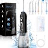H2ofloss Water Dental Flosser Teeth Pick -Portable Oral Irrigator with 5 Modes, Rechargeable IPX7 Waterproof Orthodontic Teeth Cleaner Pick Cordless for Home Travel-300ml Water Tank