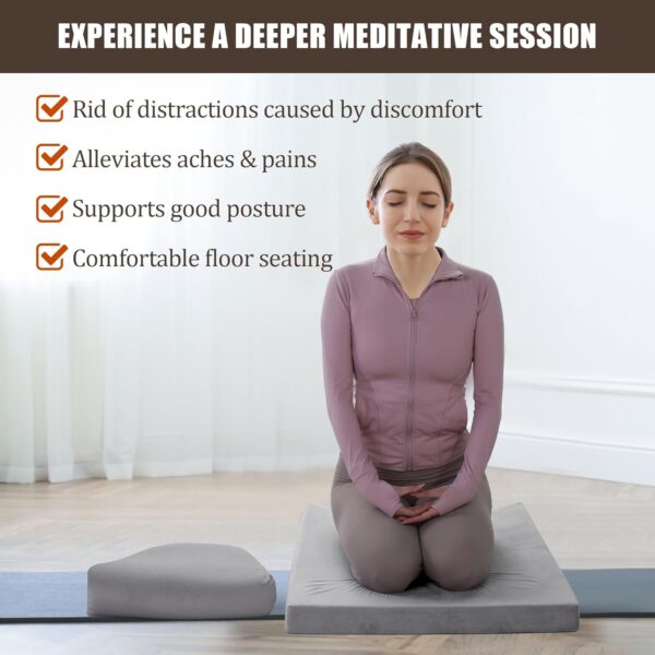 MABOZOO Foldable Meditation Cushion, Ergonomic Meditation Pillow for Sitting on Floor, Pillow Seating with Buckwheat for Adults Outdoor Yoga Tatami, Gray