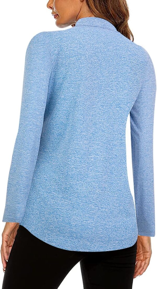 Koscacy Long Sleeve V Neck Half Zip Golf Pullover for Ladies Gym Training Outdoor Sports Workout Tennis Top, Purple Geometry