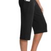 Capri Pants for Women High Waist with Pockets Tummy Control Capri Workout Yoga Pants Loose Straight Leg