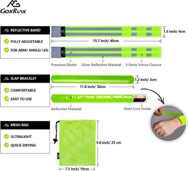 GoxRunx 2 Pack Reflective Vest Running Gear Ultralight Runner Safety Vest+Armbands & Bag