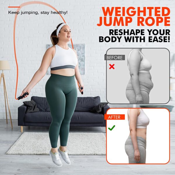 71-Z6t00lpL._AC_SL1500_.jpg Jump Rope, Weighted Jump Rope for Men Women, Adjustable 1lb Heavy Skipping Ropes, Suitable for Boxing, Cardio, Home Fitness, Training Muscle, Home Gym Workout Equipment, Full Body Exercise at Home