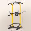 SogesHome Power Tower Pull Up Bar and Dip Stand,10 Adjustable Height Assistive Trainer Dip Station,Multi-Function Strength Training Fitness Workout Station for Home Gym Fitness Equipment，Capacity 500LBS