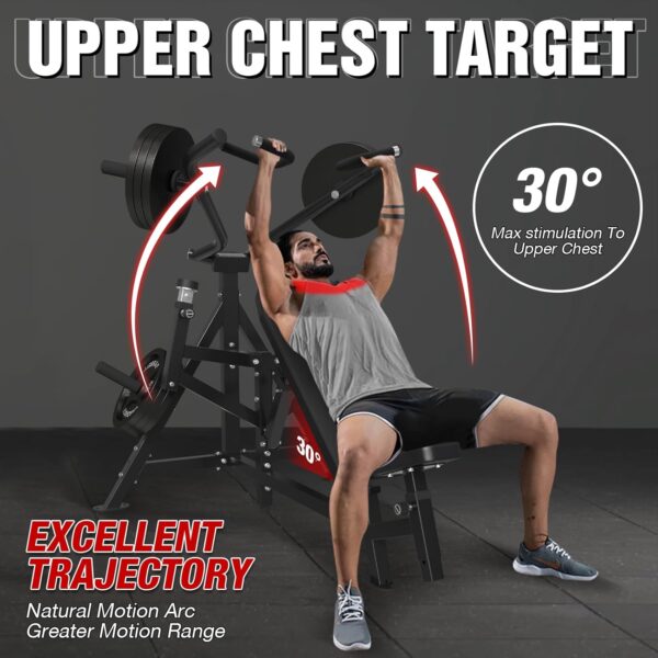 GMWD Chest Press Machine, 1250LBS Bench Press Machine with Independent Converging Arms, 7+5 Adjustable Incline Chest Press Machine for Home Gym, 30° Target Upper Chest, Black