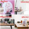 Rose Quartz Healing Crystal Tree of Life Natural Gemstone Agate Slice Base Copper Wire Wrapped Money Trees Pink Feng Shui Reiki Energy Decorations Home Office Room Desk Decor Gifts for Women Men