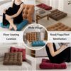 Floor Pillow, Square Floor Seating Pillow Cushion, Meditation Yoga Seat Kneeling Pillows Cushions Mat Pad, Solid Thick Tufted for Living Room, Balcony, Outdoor, 21.7x21.7 Inch (Orange)