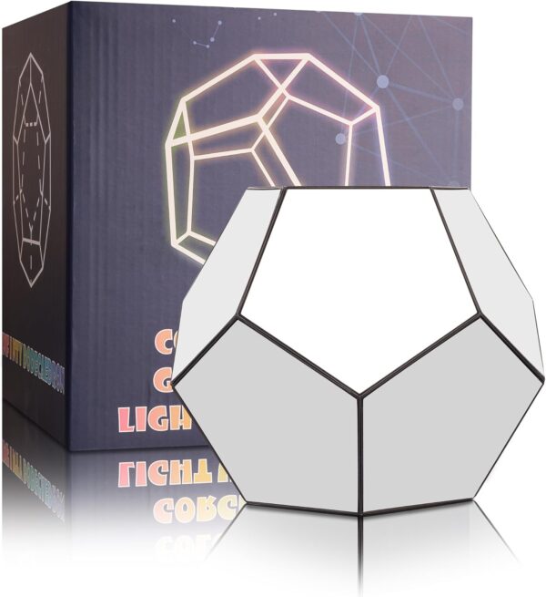 Infinity Dodecahedron Gaming Light, Cool RGBW Led Desk Table Lamp Light for Bedroom Gaming Room Decor, Unique Colorful Mood Changing Ambient Night Lighting lamp Adult Men Birthday Gift