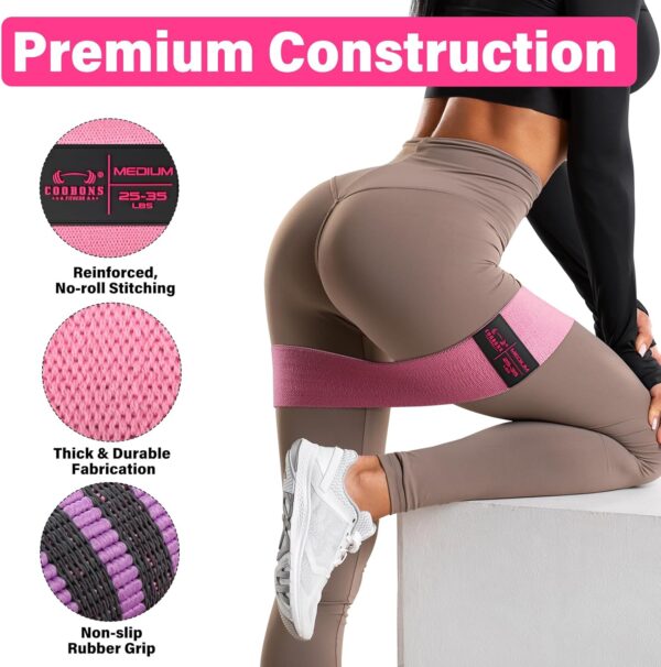 Fabric Resistance Bands for Working Out - Exercise Bands for Women and Men, Booty Bands for Legs and Butt, Yoga, Pilates, Rehab, Fitness and Home Workout