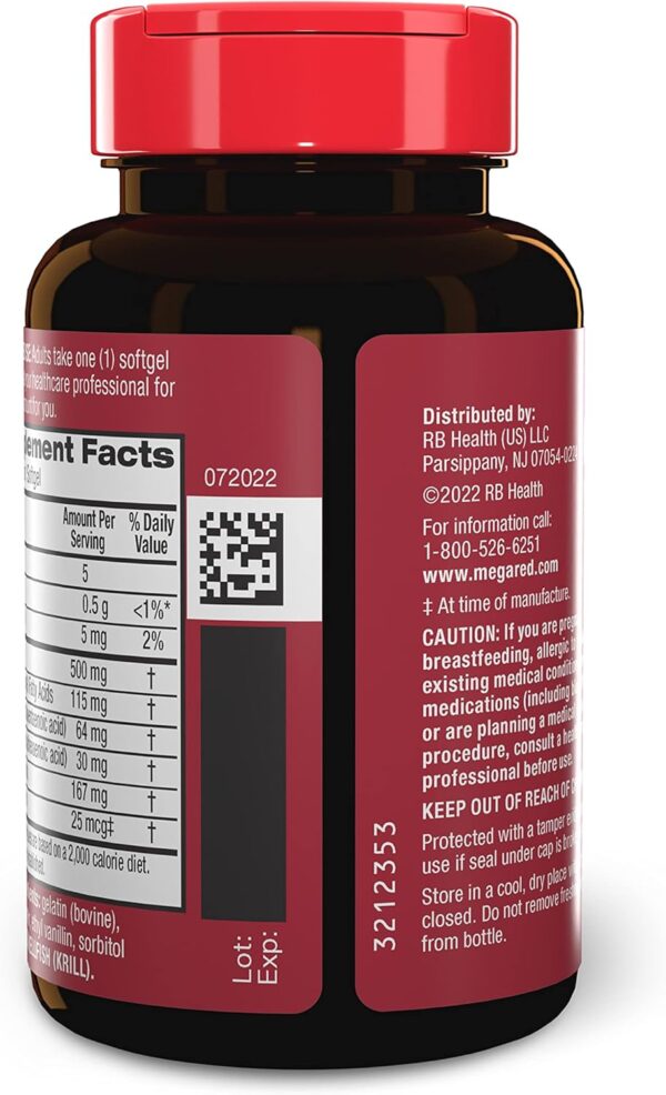 MegaRed Antarctic Krill Oil 500mg Omega 3 Fatty Acid Supplement, Extra Strength EPA & DHA Krill Oil Softgels (90cnt Box), Astaxanthin, Heart Health Supplement with No Fish Oil Aftertaste
