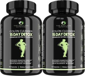 THE ENCLARE NUTRITION Colon Cleanse Fast-Acting Detox; Healthy Bowel Movement, Laxatives for Constipation Relief, Bloating, Probiotic, Fiber, Supports Regularity, Energy, Gut Immunity,Diet Pills (2)