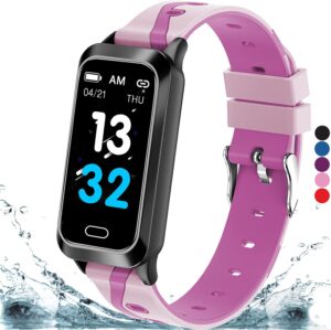 Inspiratek Kids Fitness Tracker for Kids Age 5-16 (5 Colors)，Waterproof Kids Fitness Watch，Kids Pedometer Watch，Watch for Kids，Step/Activity Tracker for Kids，Easy to Use Kids Tracker Watch (Pink)