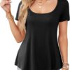 Amoretu Womens Scoop Neck Tshirt Short Sleeve Shirts Swing Tunic Tops Loose Fit