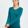 Real Essentials 4-Pack: Women's Dry-Fit Long-Sleeve V-Neck Athletic Workout Shirt (Available in Plus Size)
