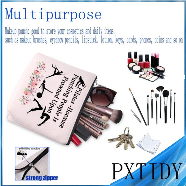 PXTIDY Pilates Cosmetic Bag Pilates Yoga Lover Gift Pilates Instructor Gift Pilates Coach Survival Kit Yoga Gym Toiletry Bag(beige)