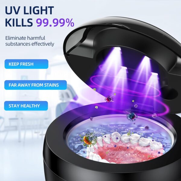 Ultrasonic Retainer Cleaner, Retainer Cleaner Machine for Dentures, Mouth Guards, Braces, Toothbrush Heads, Jewelry with 200ML Capacity, 45kHz Retainer Cleaning, 4 Modes for All Dental Appliances
