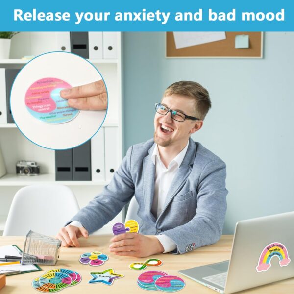 96 Pcs Breath Calm Anxiety Sensory Stickers Reusable Mindfulness Stickers Calming Strips Adhesive Sensory Strips for School Office Classroom Desk Adults Teens Counselor Tension Fidget Supplies