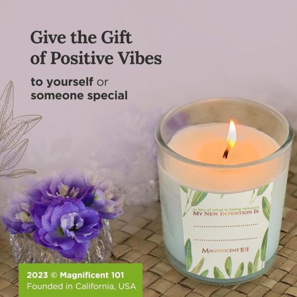 Magnificent 101 Set of 3 Long Lasting Pure Sage Smudge Candles - 42-Hour Burn, 3.5 Oz Each, Soy Wax, Sage Cleansing for House Energy, Meditation & Manifestation