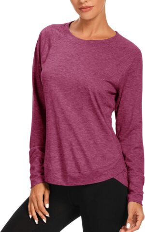 Muzniuer Womens Long Sleeve Workout Shirts-Long Sleeve Shirts for Women Yoga Sports Running Shirt Workout Top