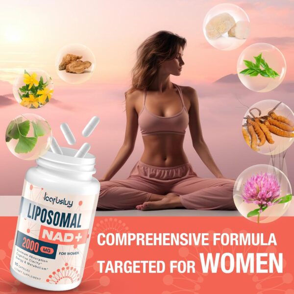 2000MG Liposomal NAD+ for Women, NAD+ Supplement, with Ashwagandha, Maca, Black Cohosh & Ginkgo Biloba, Max Absorption, NAD Plus - Menopause, Cognitive Clarity, Energy, Aging Defense, 360 Capsules