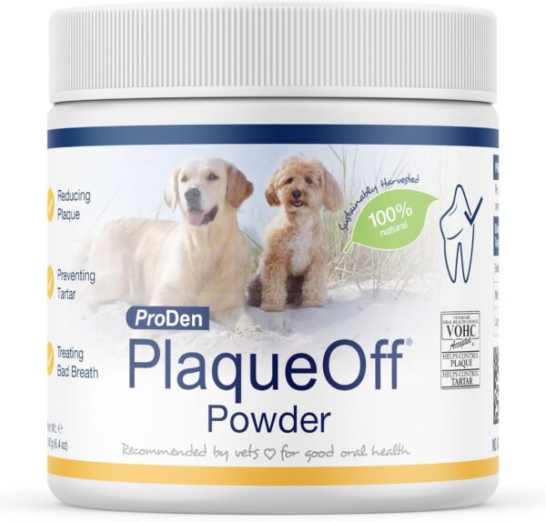 ProDen PlaqueOff Powder for Dogs & Cats - Pet Dental Care Supplement for Teeth Cleaning & Oral Health - Dog Breath Freshener & Plaque Remover - 180 g