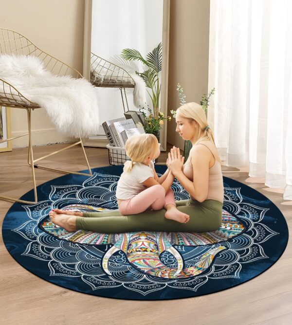 Round Meditation Pilates Yoga Mat Luxury Suede Large Yoga Mat Natural Rubber Non-Slip Base is ery Suitable for Meditation, Stretching, Yoga Environmental Protection, Fitness Exercise, Home and Outdoor. 140CM Diameter