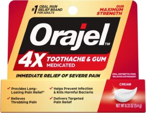 Orajel 4X for Toothache & Gum Pain: Severe Cream Tube 0.33oz- From Oral Pain Relief Brand