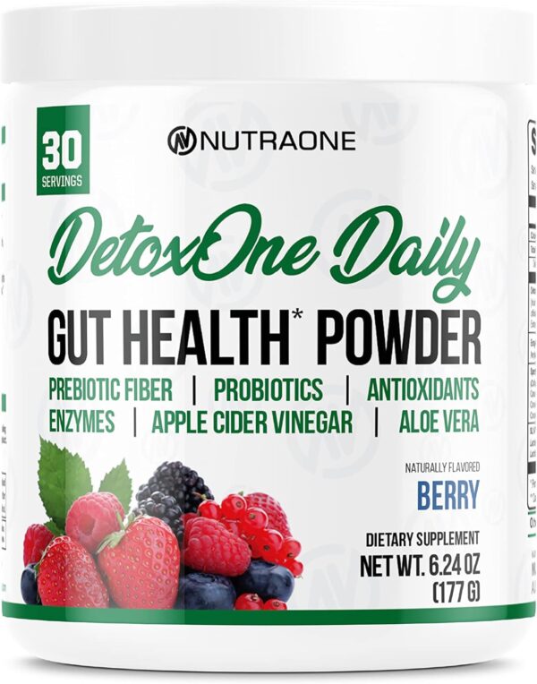 DetoxOne Daily Gut Health Powder for Weight Loss​ | ​Daily Detox Cleanse Supports Normal/Health Digestive Function*| Promotes Detoxification*, Boost Energy​ & Improves Nutrient Absorption