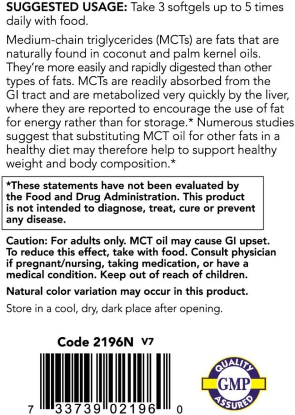 710ZeObktjL._AC_SL1000_.jpg NOW Foods Sports Nutrition, MCT (Medium-chain triglycerides) Oil 1,000 mg, Weight Management, 150 Softgels