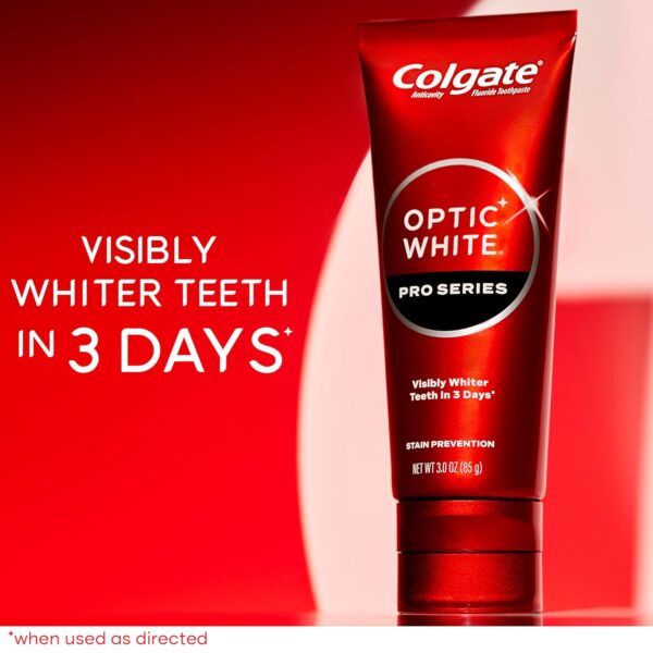 Colgate Optic White Pro Series Whitening Toothpaste with 5% Hydrogen Peroxide, Stain Prevention, 3 oz Tube, 2 Pack