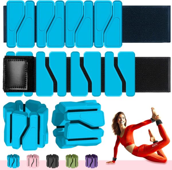 ADLIFE Adjustable Wrist Ankle Weights for Women Men Kids, 2 Lbs Wearable Arm Leg Weights Set of 2(1 Lb Each), Weighted Wristbands Exercise Weights for Walking Running Pilates Yoga Travel Pool Exercise Home Gym Workout