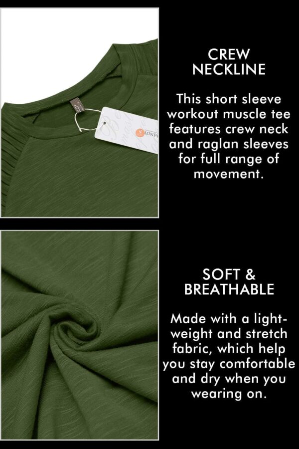 COOFANDY Men's Muscle T-Shirt Pleated Raglan Sleeve Bodybuilding Gym Tee Short Sleeve Fashion Workout Shirts Hipster Shirt