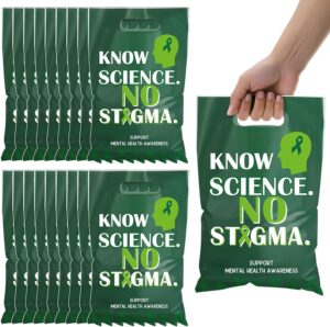 Panelee 100 Pcs Mental Health Awareness Plastic Goody Bags with Handle Know Science No Stigma Mental Health Treat Gift Bag for Party Campaign Support Favor Decoration