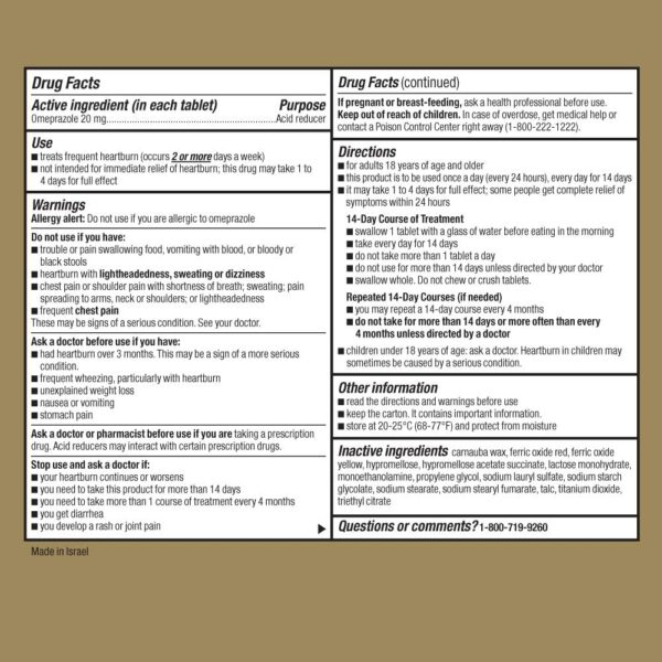 GoodSense Omeprazole Delayed Release Tablets 20 mg, Stomach Acid Reducer for Frequent Heartburn Treatment, 42 Count