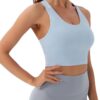 Sports Bras for Women Criss-Cross Back Padded Workout Tank Tops Medium Support Crop Tops for Women