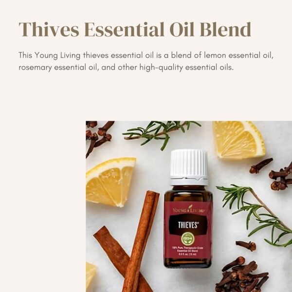 Young Living Thieves Essential Oil Blend | 5 ml | Lemon, Clove, Eucalyptus, Cinnamon Bark, Rosemary | Versatile for Diffusers, Topical Application, Freshening Spaces, Daily Wellness, and Home Care