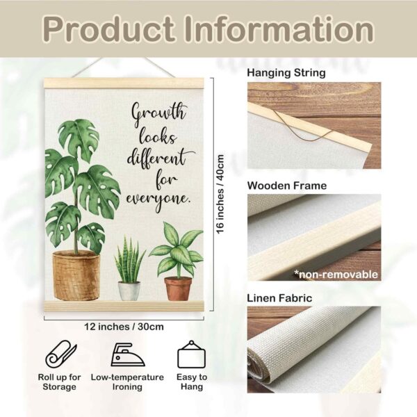 TLESKE Mental Health Poster Hanger Frame for Therapy Counseling Office, Motivational Inspirational Wall Art Decor for Classroom Nursery, Growth Looks Different for Everyone Canvas Poster Print 12x16in