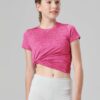 4 Pack: Youth Girls Athletic Shirts, Short Sleeve Dry Fit Apparel Tech Tshirts, Sports Activewear for Kids Teens