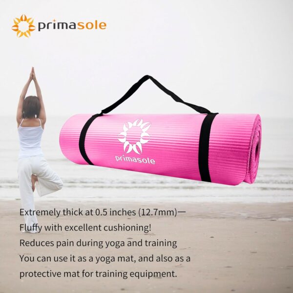 Primasole 1/2 Thick Exercise Mat with Carry Strap & Case Mat for Yoga Pilates Fitness at Home and Gym 72" L x 24" W