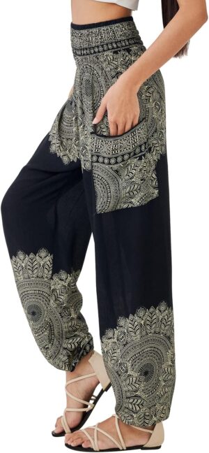 Joob Joob Boho Pants for Women - Hippie Harem Pants Women - Womens Yoga Pants – Comfy Bohemian Flowy Hippie Clothes