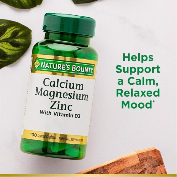 Nature's Bounty Calcium Magnesium & Zinc Caplets, Immune & Supporting Bone Health, 100 Count