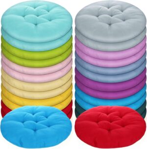 24 Pcs Round Floor Cushions Floor Pillows Meditation Seat Pillows Flexible Seating for Adults Kids 12 Colors Chair Cushions for Classroom, Nursery, Living Room, Yoga (Multi Color,Medium 15.7 Inch)
