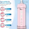Mini Portable Water Flosser Oral Irrigator Water Teeth Cleaner Pick, Telescopic Water Tank, 4 Modes & IPX7 Waterproof, Home & Travel Water Flossers for Teeth, Braces Bridges Care. (Pink)