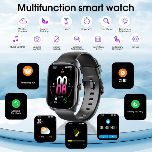 Smart Watch for Men Women (Dial/Answer Calls), 1.95"HD Curved Screen Smartwatch, Heart Rate/Sleep Monitor Fitness Watches, 112+ Sports Modes Activity Trackers, IP68 Waterproof Watch for Android iOS
