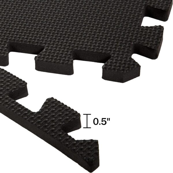 EVA Foam Mat Tiles 24-Pack - 96 SQ FT of Interlocking Padding for Garage, Playroom, or Gym Flooring - Exercise Mat or Baby Playmat by Stalwart (Black)