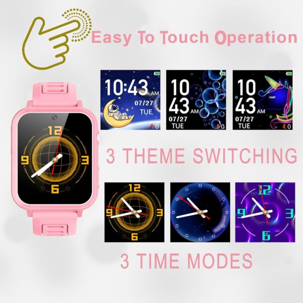 Kids Smart Watch Gift for Girls Age 3-12 Kids Watches 24 Games Touch Screen Music Player Camera Alarm Clock Calculator Flashlight 12/24 hr Educational Toys Birthday Gifts for Girls Ages 6 7 8 9 10